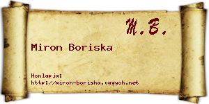 Miron Boriska névjegykártya